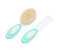 COOPHYA Cepillo de Pelo para Bebés y Pequeños, Set 2 Piezas, Cerdas de Lana Suave, Mango de Madera, Color Verde Claro, Masajeador de Cuero Cabelludo para Cuidado Diario y Estimulación