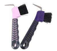 COOPHYA Cepillo para Cascos de Caballos 2 Piezas Gancho Integrado, Herramienta Portátil para Limpiar Herraduras, Mango Ergonómico, Diseño Doble Función para Cuidado Equino Color Aleatorio