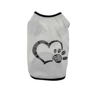 COOPHYA Chaleco para Mascotas de Verano para Perros Pequeños, Algodón Blanco Estampado de Corazón y Huellas, Textura Cómoda y Fresco para Actividades al Aire Libre