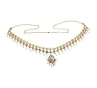 COOPHYA Cinturón de Cadena Boho Étnico con Cuentas Geométricas y Flecos Joyería de Cintura Larga para Baile y Fiesta Accesorio Retro Versátil para Mujer