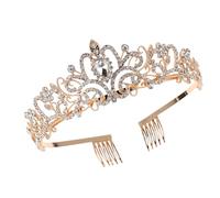 COOPHYA Corona Dorada para Mujer con Peines y Aleación de Rhinestones, Tocado Clásico para Boda, Fiesta o Graduación con Diseño Elegante y Agarre Seguro