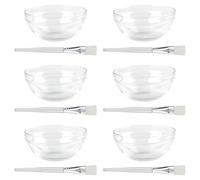 COOPHYA Cuenco para Mascarilla Facial Transparente 7,2 Cm de Diámetro 12 Piezas Set Cepillo Aplicador Reutilizable para Mezcla y Aplicación de Mascarillas Caseras, Kit Compacto