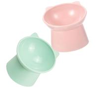 COOPHYA Cuencos Elevados Cuencos de Plástico Resistentes Que Evitan Vuelcos para Gatos y Diseño Inclinado y Base Ancha Pack de 2 para Alimentación y