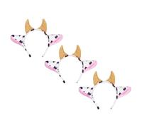 COOPHYA Diadema y Diseño Creativo y Adorable de Cuernos de Vaca 3 Piezas Tela Flexible Superficie Lisa para Disfraz de Fiesta y Cosplay