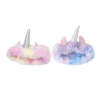 COOPHYA Diademas de Maquillaje para Mujer 2 Pcs Diadema Facial de Felpa Diseño Tie-Dye Unicornio Colores Púrpura y Rosa Degradado Adecuado para Spa Ducha y Cuidado Piel