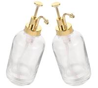 COOPHYA Dispensador de Jarabe de Café de Vidrio 2 Unidades Bomba de Acero Inoxidable Dorada, Botella Multifuncional para Jarabe, Miel y Loción, Adecuado para Hogar, Cafetería y Barra