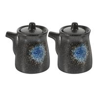 COOPHYA Dispensador de Salsa de Soya y Vinagre de Cerámica Negro 2 Piezas Estilo Japonés Delicado para Cocina que Previene Contaminación y Mantiene la Mesa Limpia