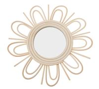 COOPHYA Espejo de Ratán Decorativo para Pared, Estilo Simple, 1 Pieza | Vidrio y Ratán, Bordes Suaves Esquinas Redondeadas, para Tocador, Entrada y Jardín