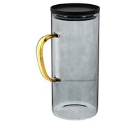 COOPHYA Jarra de Agua Fría de Vidrio Negro de 1.5l Diseño de Pico Olecranon y Tapa Filtrante Fácil de Limpiar para Uso en Cocina y Bebidas