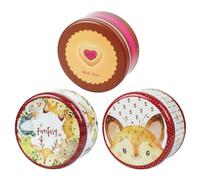 COOPHYA Juego de 3 Cajas de Hojalata Amarilla de 5,2 Pulgadas para Galletas y Dulces, Ligeras y Portátiles, Ideales para Fiestas y Almacenamiento Decorativo Estilo Varios estilos