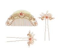 COOPHYA Juego de 3 Horquillas Chinas Pelo de Acetato y Metal en Forma de U, Conjunto Peine y Horquillas con Diseño de Flores, Accesorios Ligeros y Duraderos para Uso Diario y Eventos