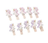 COOPHYA Juego de Clips de Madera Unicornio para Decoración de Pared, Mini Pinzas Pintadas Multicolor, Tamaño Pequeño, para Manualidades y Bodas, 10 Piezas, Accesorios para Álbumes