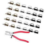 COOPHYA Juego de Llaveros Metálicos 32 Mm con Abrazaderas para Extremo de Correa, 30 Piezas 3 Colores (10 de Cada), con Alicates para Manualidades, Clips para Pulsera y Cadena de Bolso