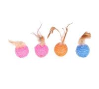 COOPHYA Juguete para Gatos Interactivo 4 Balones con Tubo de Cuerda y Plumas, Ejercicio para Gatos, Color Candy, Adecuado para Juego y Entrenamiento Color Aleatorio