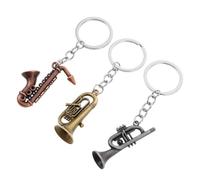 COOPHYA Llavero de Saxófono Vintage de Metal, Paquete de 3 Piezas, Pulido Fino y Superficie Lisa, Colgante Musical Adecuado para Amantes Música y Regalos