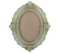 COOPHYA Marco de Fotos Ovalado Vintage de Resina Resistente 7 Pulgadas 21x26 Cm Estilo Europeo Antiguo Acabado Verde Desgastado para Pared y Mesa, Decoración Retro y Exhibición Elegante