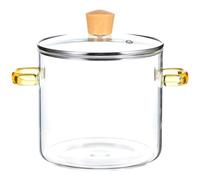 COOPHYA Olla de Vidrio Borosilicato de 2300 Ml Doble Asa y Tapa, Resistente al Calor para Cocción Lenta y Uso Versátil en Estufa