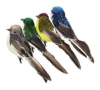 COOPHYA Pájaros Artificiales De Espuma Plumas Para Decoración De Jardín Al Aire Libre, 4 Piezas Coloridas, Adorno Realista Para Macetas y Fiestas, Figuras De Pájaro Simulación Natural