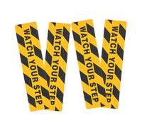 COOPHYA Pegatina Antideslizante para Suelo 4 Piezas 15x60 Cm Cinta Adhesiva de Precaución Negra y Amarilla Watch Your Step Señal de Advertencia para Escaleras y Pasillos Segura Resistente