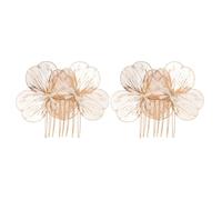 COOPHYA Peinetas de Flores Doradas para Boda, 2 Piezas de Aleación de Zinc Perlas Simuladas, Diseño Barroco Elegante para Eventos Obsequios y Fiestas