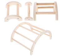 COOPHYA Perchas Accesorios para Aves de Madera para Entrenamiento de Pollitos y Loros, Set de 4 Piezas Que Ofrecen Descanso y Entretenimiento para Jaulas