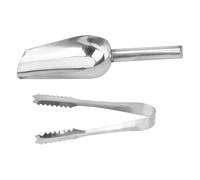 COOPHYA Pinzas para Hielo y Pala de Acero Inoxidable Resistente Oxidación Borde Grueso Liso para Uso en Restaurante y Hogar, Pack de 2 Piezas Plata