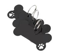 COOPHYA Placa de Identificación para Perro 3 Piezas Acero Inoxidable Negro 40x20x1 Mm Diseño Hueso y Huella Antipérdida para Collar Mascotas Etiquetas Personalizadas