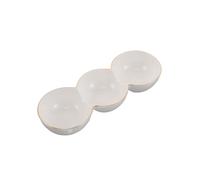 COOPHYA Plato de Cerámica 3 Compartimentos para Salsa, Diseño Elegante y Ahorro de Espacio, Adecuado para Fiestas de Aperitivos y Reuniones Familiares