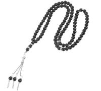 COOPHYA Pulsera Cómoda y Elegante Religiosa de Cuentas de Negro Superficie Lisa y Diseño Vintage para Oración y Peregrinación