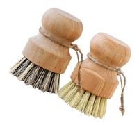COOPHYA Set de 4 Cepillos de Cocina Mango de Madera y Cerdas No Rayantes, Ideales para Limpiar Ollas, Platos y Fregaderos en Cocina y Baño