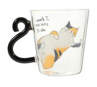 COOPHYA Taza de Cristal Forma de Gato de 250ml, Asa, Superficie y Bordes Lisos, Adecuado para Café, Jugo o Agua en Casa u Oficina