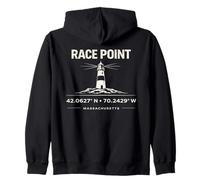 Coordenadas de Race Point Lighthouse Massachusetts Sudadera con Capucha