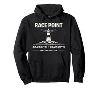 Coordenadas de Race Point Lighthouse Massachusetts Sudadera con Capucha