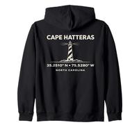 Coordenadas del Faro de Cape Hatteras Carolina del Norte Sudadera con Capucha