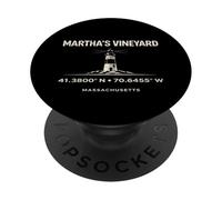Coordenadas del Faro de Marthas Vineyard Massachusetts PopSockets PopGrip Adhesivo
