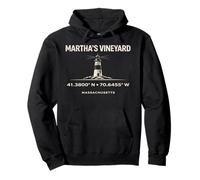 Coordenadas del Faro de Marthas Vineyard Massachusetts Sudadera con Capucha