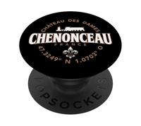Coordenadas geográficas Château de Chenonceau PopSockets PopGrip Adhesivo