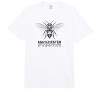 Coordenadas geográficas Manchester North England Bee Negro Comfort Colors Adult Heavyweight T-Shirt