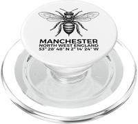 Coordenadas geográficas Manchester North England Bee Negro PopSockets PopGrip para MagSafe