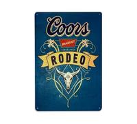 Coors Rodeo Banquet Beer Since 1873 - Cartel de metal vintage para jardín, dormitorio, cafetería, bar, cueva de hombre, decoración de pared del hogar, póster de metal de 8 x 12 pulgadas