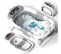 COOSEYA BañEra Plegable Bebé para Recién Nacido, BañEra Bebe Plegable con Asiento de Cojín de Baño Gratis, Regalo Ideal para Recién Nacido A Niño Pequeño Plegable para Viaje Diseño Exterior (Gris)