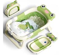 COOSEYA BañEra Plegable Bebé para Recién Nacido, BañEra Bebe Plegable con Asiento de Cojín de Baño Gratis, Regalo Ideal para Recién Nacido A Niño Pequeño Plegable para Viaje Diseño Exterior (Verde)