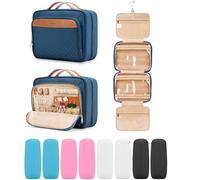 COOSKY Neceser colgante de viaje para mujer, con capacidad para champú de tamaño completo, con compartimento organizador de joyas, bolsa de maquillaje extragrande, bolsa de cosméticos impermeable,