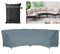 COOSOO Fundas para muebles de jardín para exteriores, seccionales curvadas, impermeables, para juegos de sofá de media luna, funda de sofá, resistente al polvo, anti-UV (483 x 99 x 92 cm, gris)