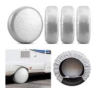 COOSOO Juego de 4 cubiertas de neumáticos, película de aluminio, impermeable, a prueba de polvo, jeep, protector de rueda de neumáticos de lluvia UV (se adapta a neumáticos de 24 a 26 pulgadas)