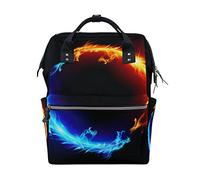 Coosun Bleu et Rouge Fire Dragons Sac à langer Sac à dos, DE Grande capacité Muti-function Sac à dos de voyage
