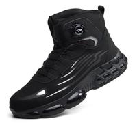 COOU Botas de seguridad con puntera de acero para hombres y mujeres, a prueba de pinchazos y antigolpes, botas de seguridad de encaje rápido, suela con amortiguación de aire, zapatos de trabajo