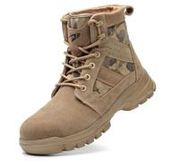 COOU Zapatos de Seguridad para Hombre Mujer Calzado de Trabajo Ligero Comodo Zapatillas Trabajo con Punta de Acero Botas de Trabajo 151/Caqui44