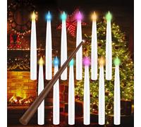 Coovee Velas Flotantes que Cambian de Color con Control Remoto de Varita Mágica, Paquete de 12 Decoraciones Velas Colgantes Mágicas, Vela con Pilas, Velas de Luz de Colores para Decoración Navideña