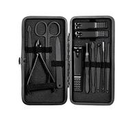 COOVS 7/10/16/18 piezas de cortadores de manicura, juego de cortaúñas de acero inoxidable para el hogar, cuchara, cortaúñas, pedicura, tijeras de uñas (color: 12 piezas negro)